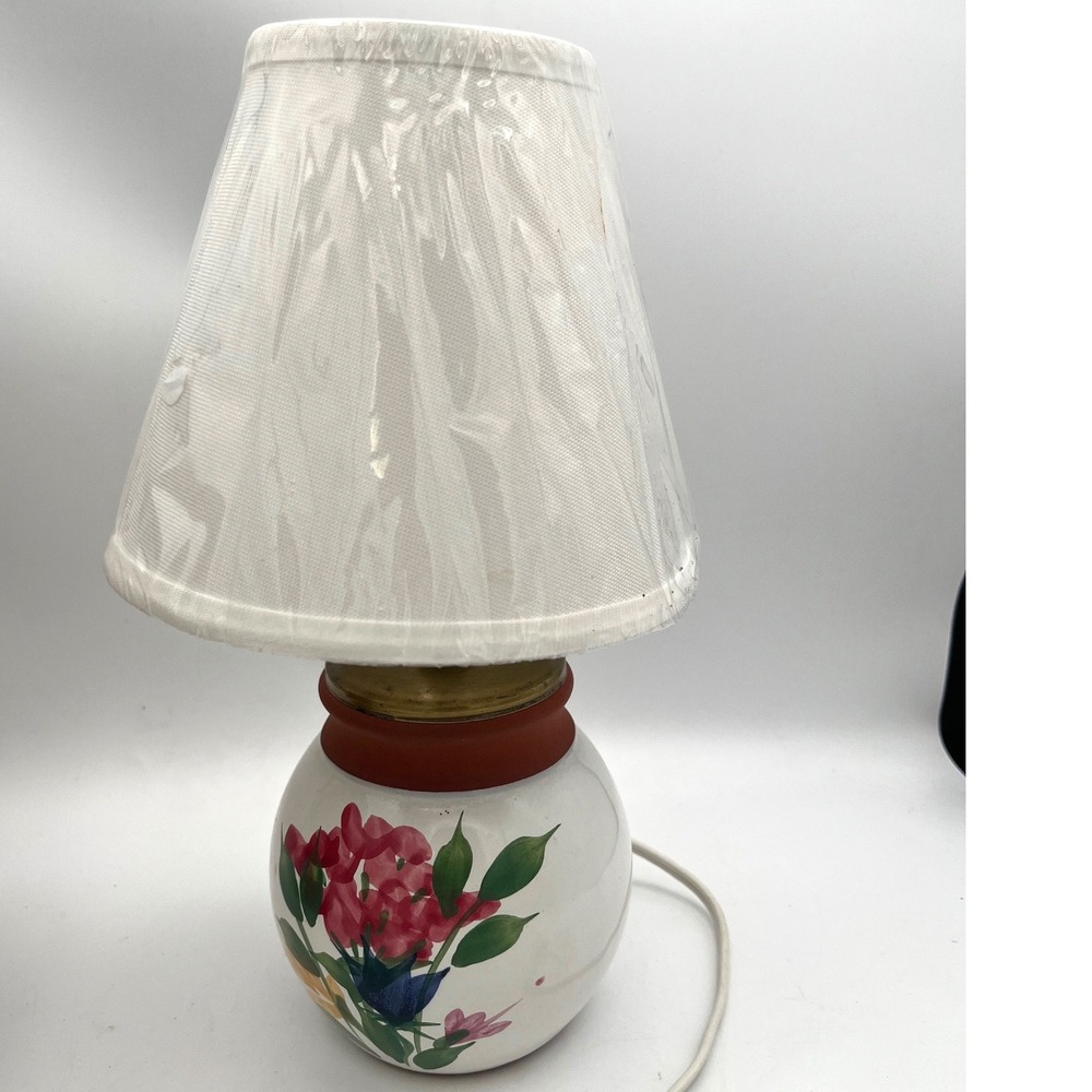 Vtg Emerson Creek Pottery Hand Painted Floral Ceramic‎ Lamp Bedford Virginia